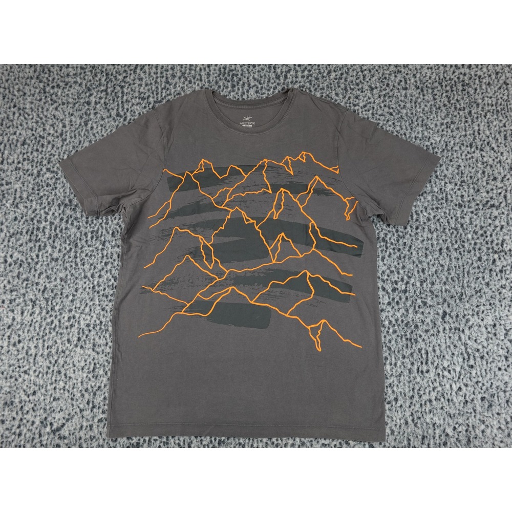 Arc'teryx Graphic Tee Mens Medium Charcoal Grey Orange Mountain Shirt 11625-7